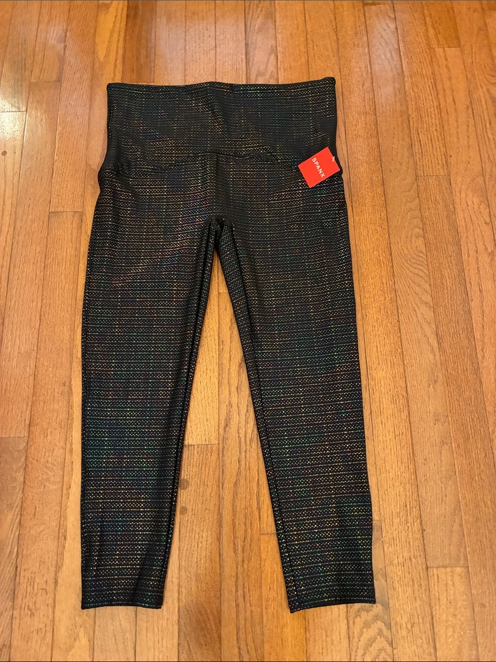 SPANX Black Leggings with Multicolor Metallic Stitching NWT Size 1X